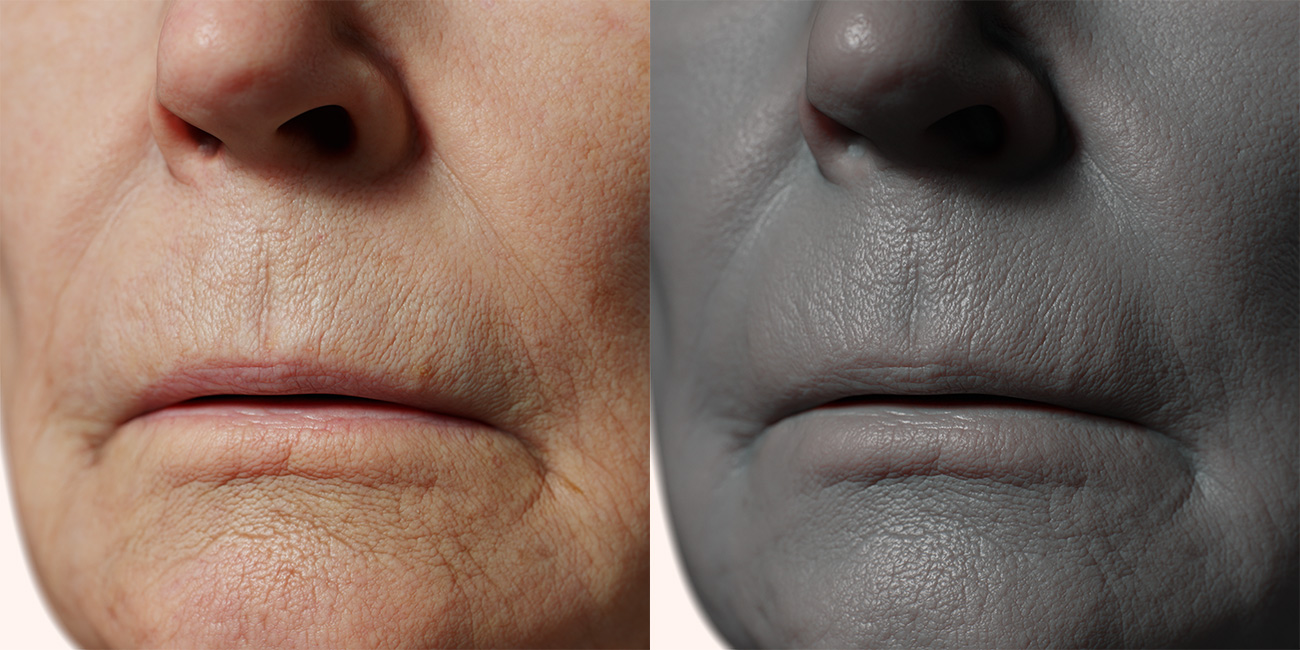 Female head scan skin pore details 